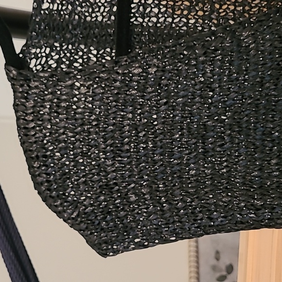 Elegant Black Open Wax Knit Dress - Picture 2 of 5